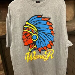 Tee shirt Gray and Blue Short Sleeve Tee with Warrior Graphic-Icedout clothing